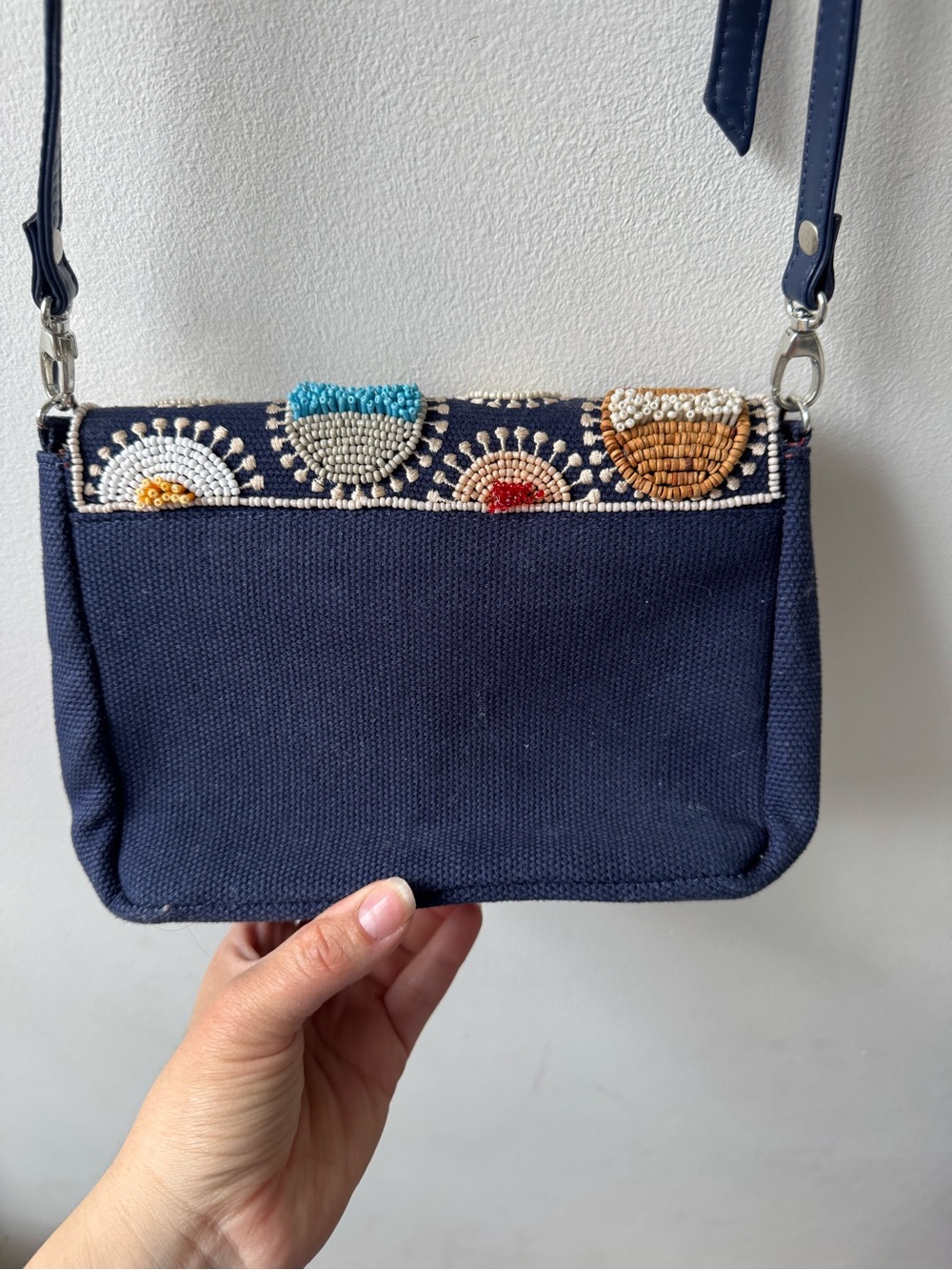 Beaded Navy Crossbody Vintage Chico’s Crossbody Bag - Picture 7 of 8